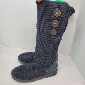 UGG Australia Boots Classic Cardy Knit Tall Boot Womens 8‎ Sweater Cottage Core